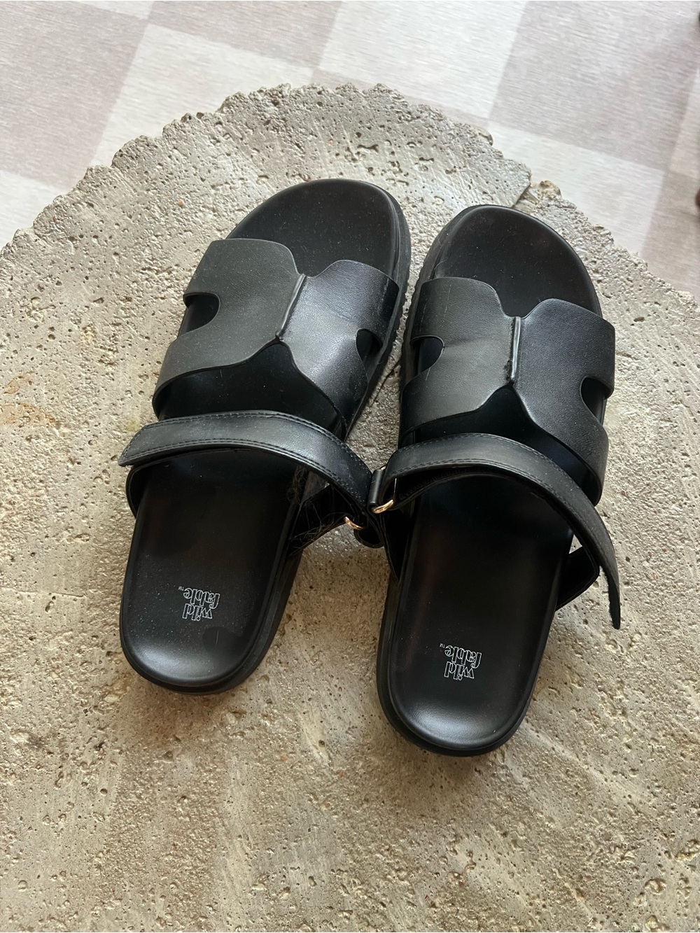 wild fable Black Slide Sandals
